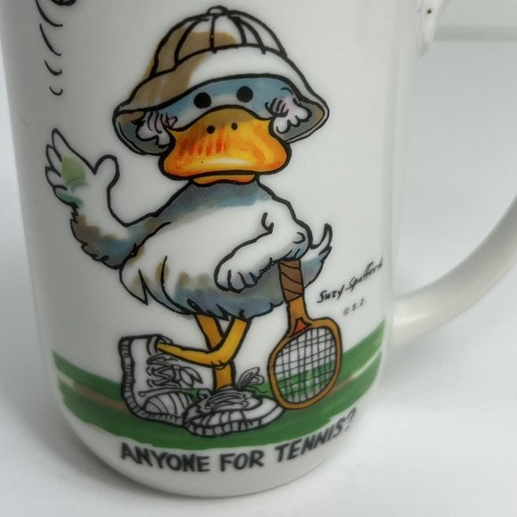 Suzy's Zoo Coffee Mug Duck Anyone For Tennis Vintage 1976 Suzy Stafford Enesco - Picture 3 of 12
